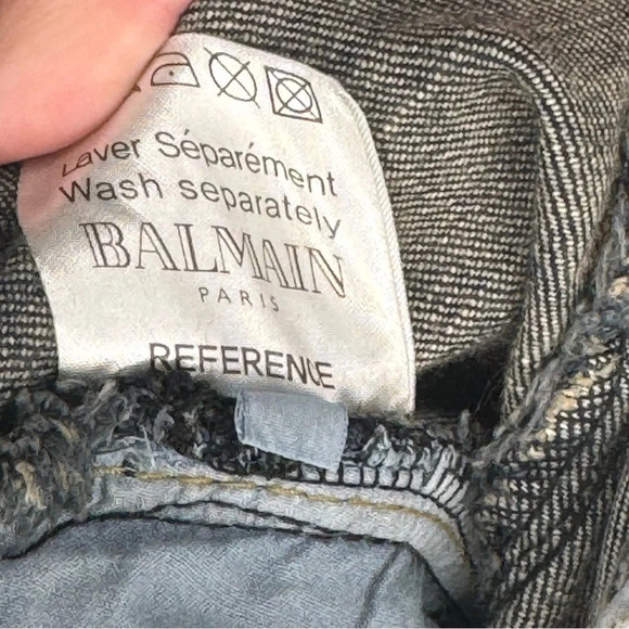 Pierre Balmain panelled distressed jeans motto biker Made in Italy size 27 - Picture 15 of 16